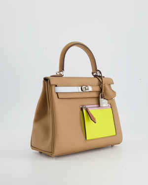 *RARE* Hermès Kelly 25cm Colormatic Chai, Lime, Blue Brume, Nata and Mauve Sylvestre in Swift Leather Palladium Hardware