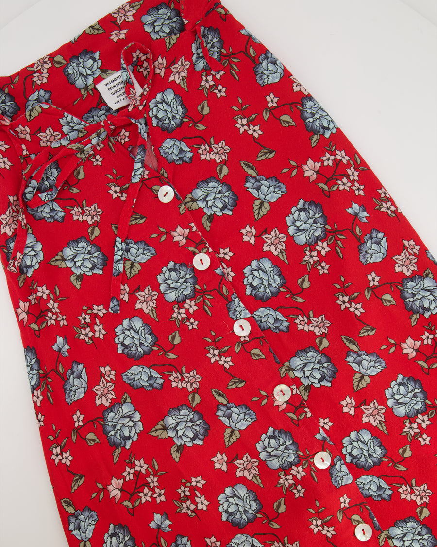 Vetements Red Floral Printed Maxi Skirt Size XS (UK 6) RRP £850