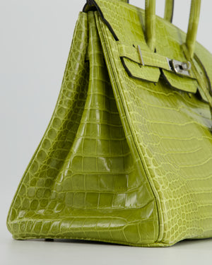 Hermes 35cm Vert Anis Ostrich Birkin Bag with Palladium Hardware. I, Lot  #58114
