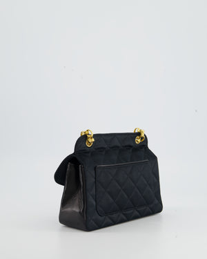 Chanel Black Vintage Small Satin Quilted Flap Bag with 24K Gold Hardware