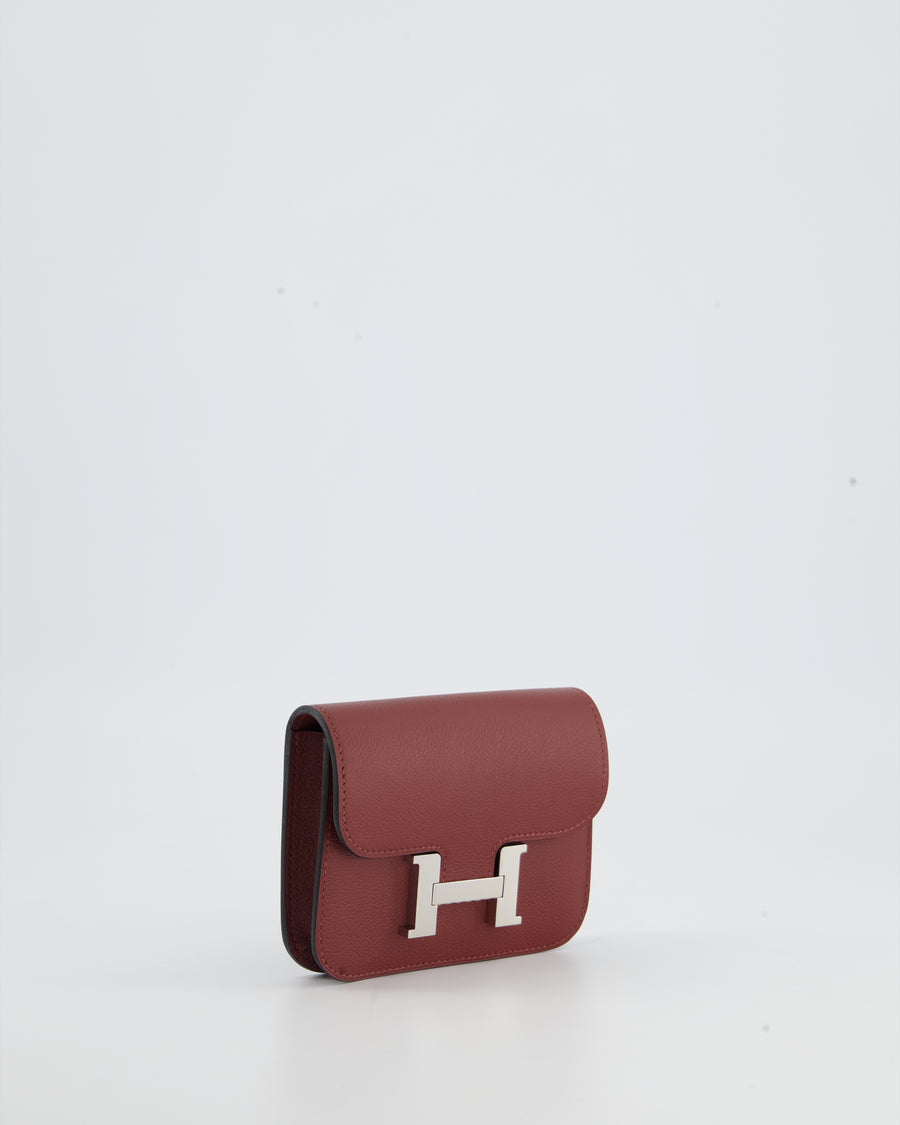 Hermès Constance Slim in Rouge H Evercolour Leather with Palladium Hardware and Rose Azalee Pouch