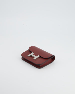 Hermès Constance Slim in Rouge H Evercolour Leather with Palladium Hardware and Rose Azalee Pouch