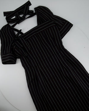 Chanel Black Wool Dress with Red and White Stitching Detail Size FR 34 (UK 6)