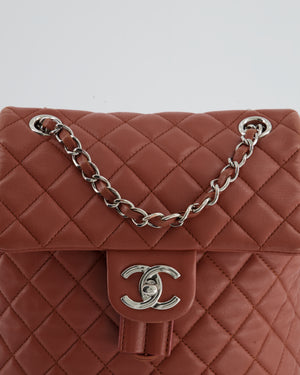Chanel Terracotta Lambskin Leather Quilted Backpack Bag with Silver Hardware