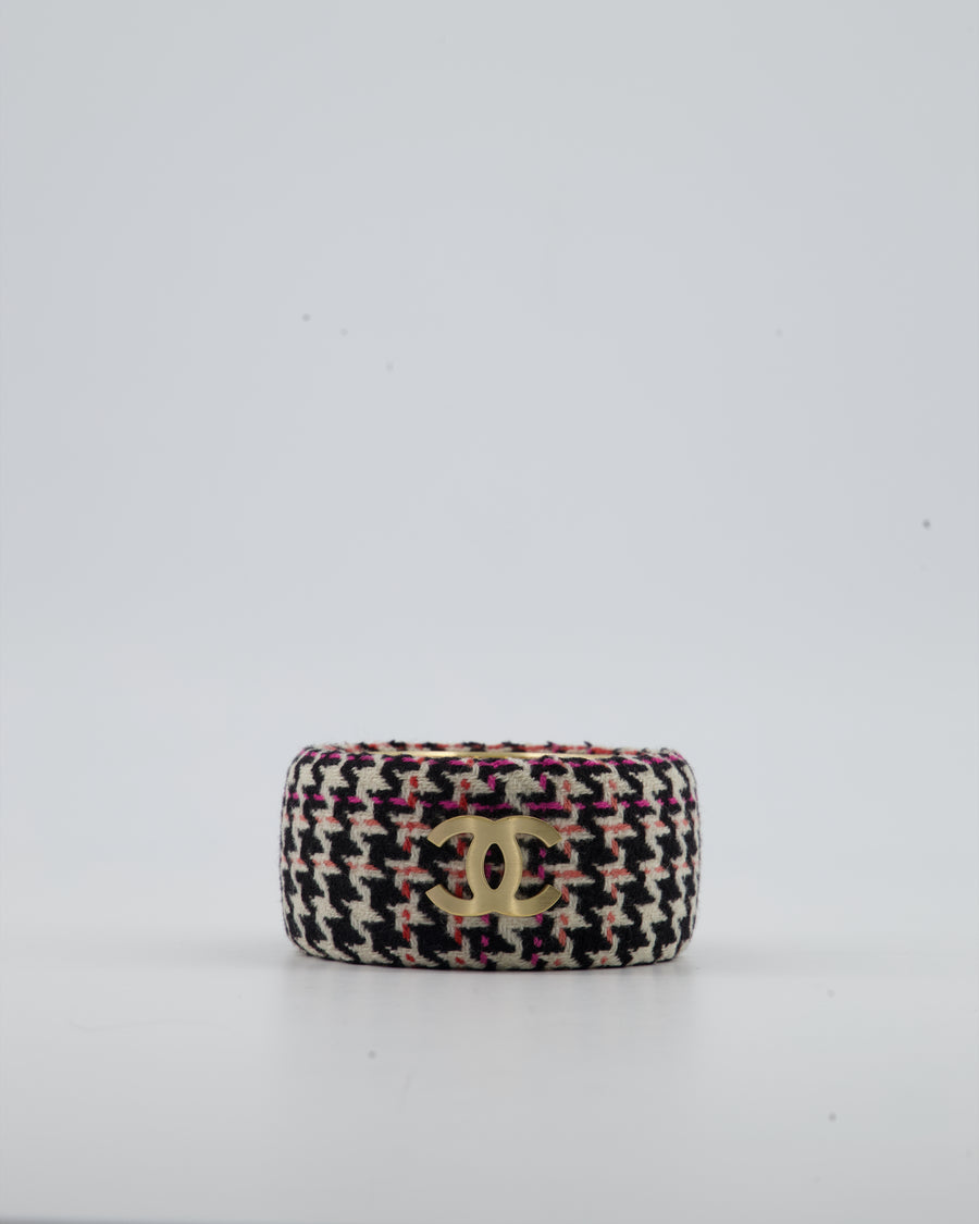 Chanel Tweed Bangle with Champagne Gold Hardware with CC Logos