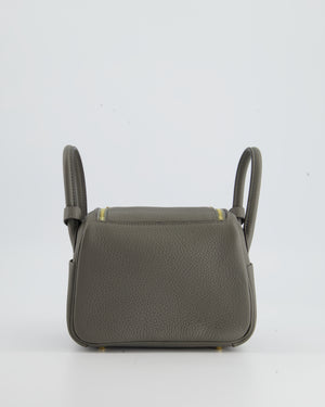 Hermès Mini Lindy Bag in Gris Meyer Togo Leather with Gold Hardware