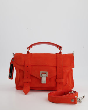 Proenza Schouler Coral Red Suede PS1 Shoulder Bag with Silver Hardware