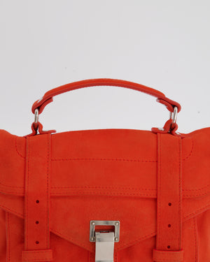 Proenza Schouler Coral Red Suede PS1 Shoulder Bag with Silver Hardware