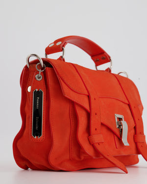 Proenza Schouler Coral Red Suede PS1 Shoulder Bag with Silver Hardware