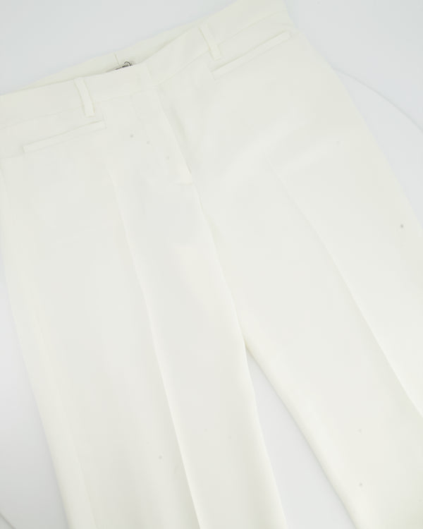 Miu Miu White Wide Leg Tailored Trousers Size IT 42 (UK 10)