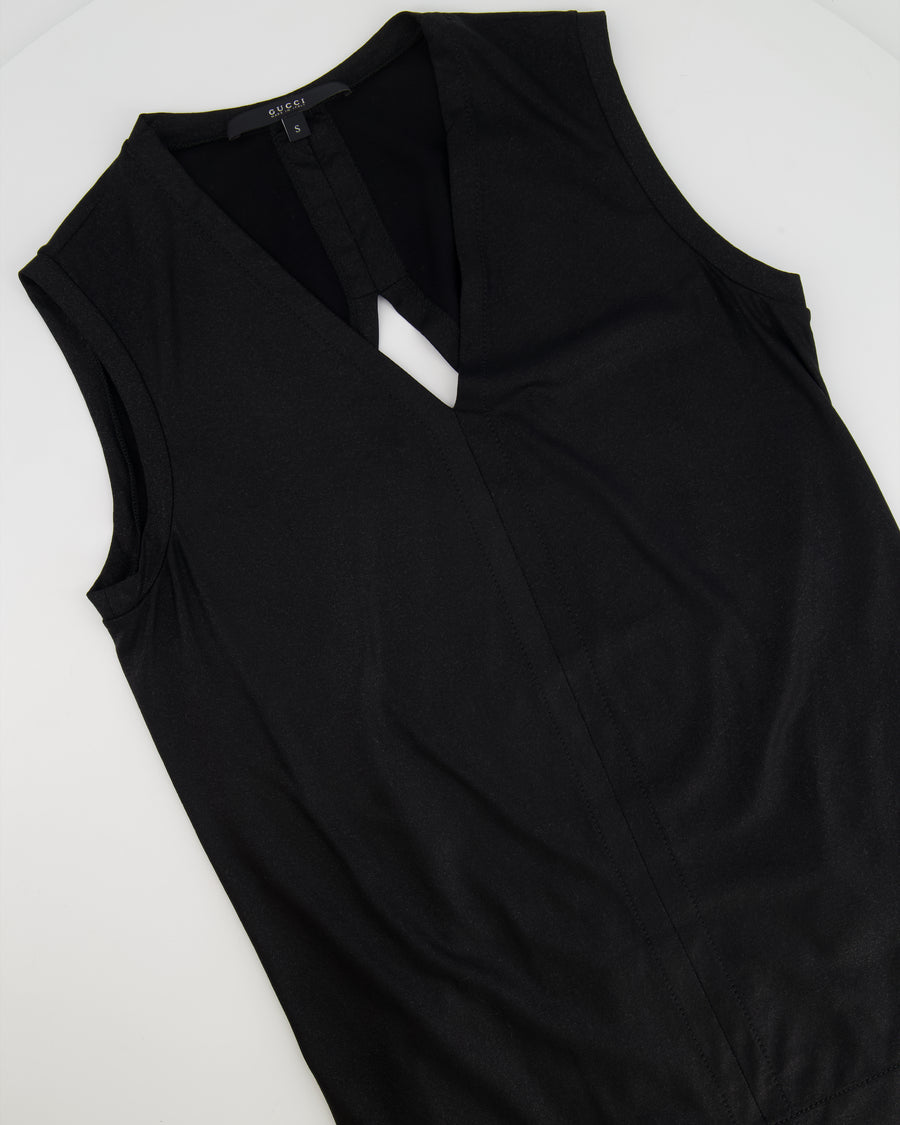 Gucci Black Shirt with Open Back and Small Black Gucci Logo Detail Size Small (UK 8)