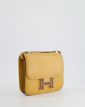 *HOT* Hermès Mini Constance Bag 18cm in Paille Swift Leather with Palladium and Lizard Hardware