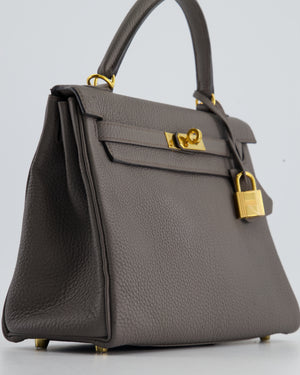 Hermès Kelly Retourne Bag 25cm in Gris Etain Togo Leather with Gold Hardware
