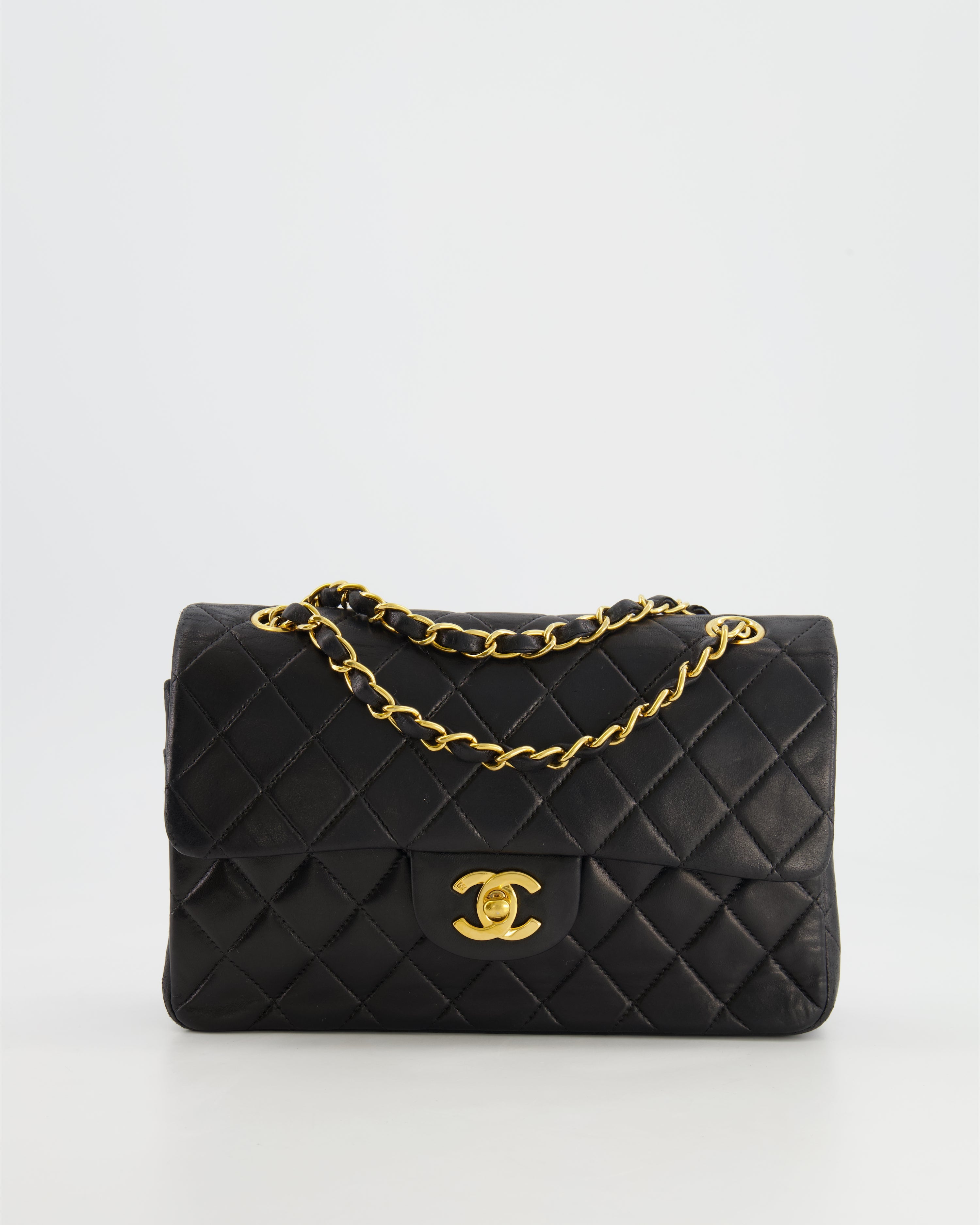 Chanel Small Double Flap Black Lambskin Handbag in Box