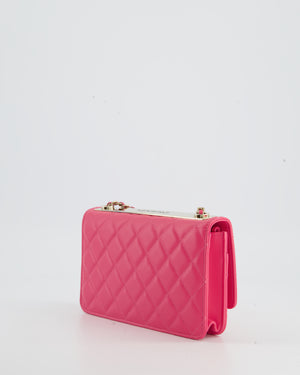Chanel Hot Pink Quilted Trendy Wallet on Chain Bag in Lambskin Leather with Champagne Gold Hardware