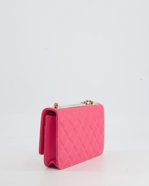 Chanel Hot Pink Quilted Trendy Wallet on Chain Bag in Lambskin Leather with Champagne Gold Hardware