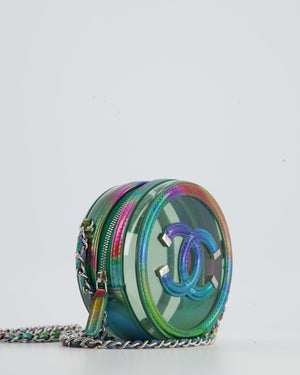 *HOT* Chanel Rainbow Green Filigree PVC CC Mini Round