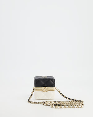 Chanel Black and White Micro Box Square Bag with Gold Hardware