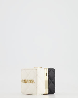 Chanel Black and White Micro Box Square Bag with Gold Hardware