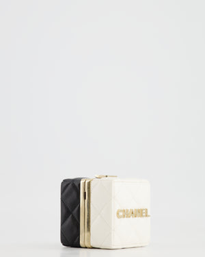 Chanel Black and White Micro Box Square Bag with Gold Hardware