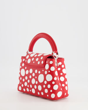 *HOT* Louis Vuitton X Yayoi Kusama Red and White Mini Capucines Bag with Silver Hardware