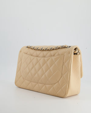 Chanel Beige Jumbo Classic Double Flap Bag in Lambskin with Silver Hardware RRP £9,240