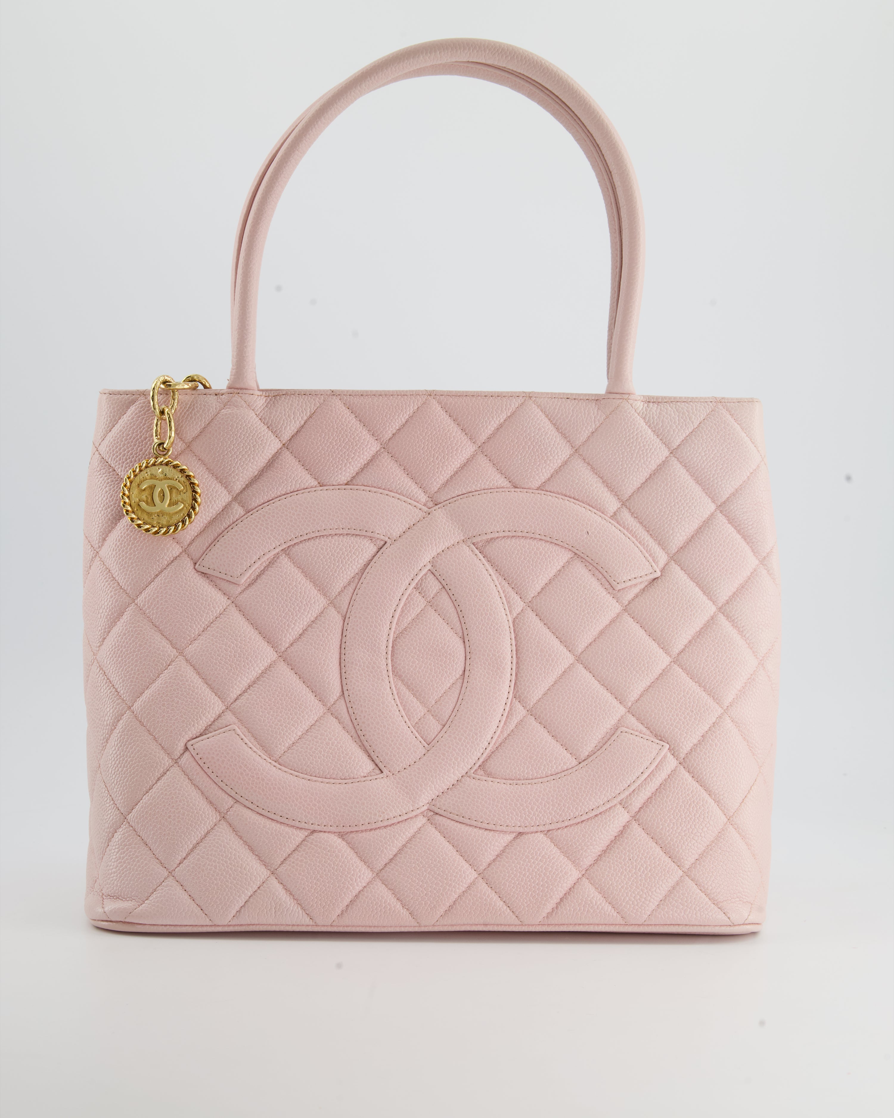 Chanel // 2002 - 2003 Beige Caviar Leather Medallion Tote Bag