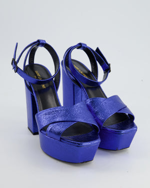 Saint Laurent Metallic Blue Platform Heels Size EU 39