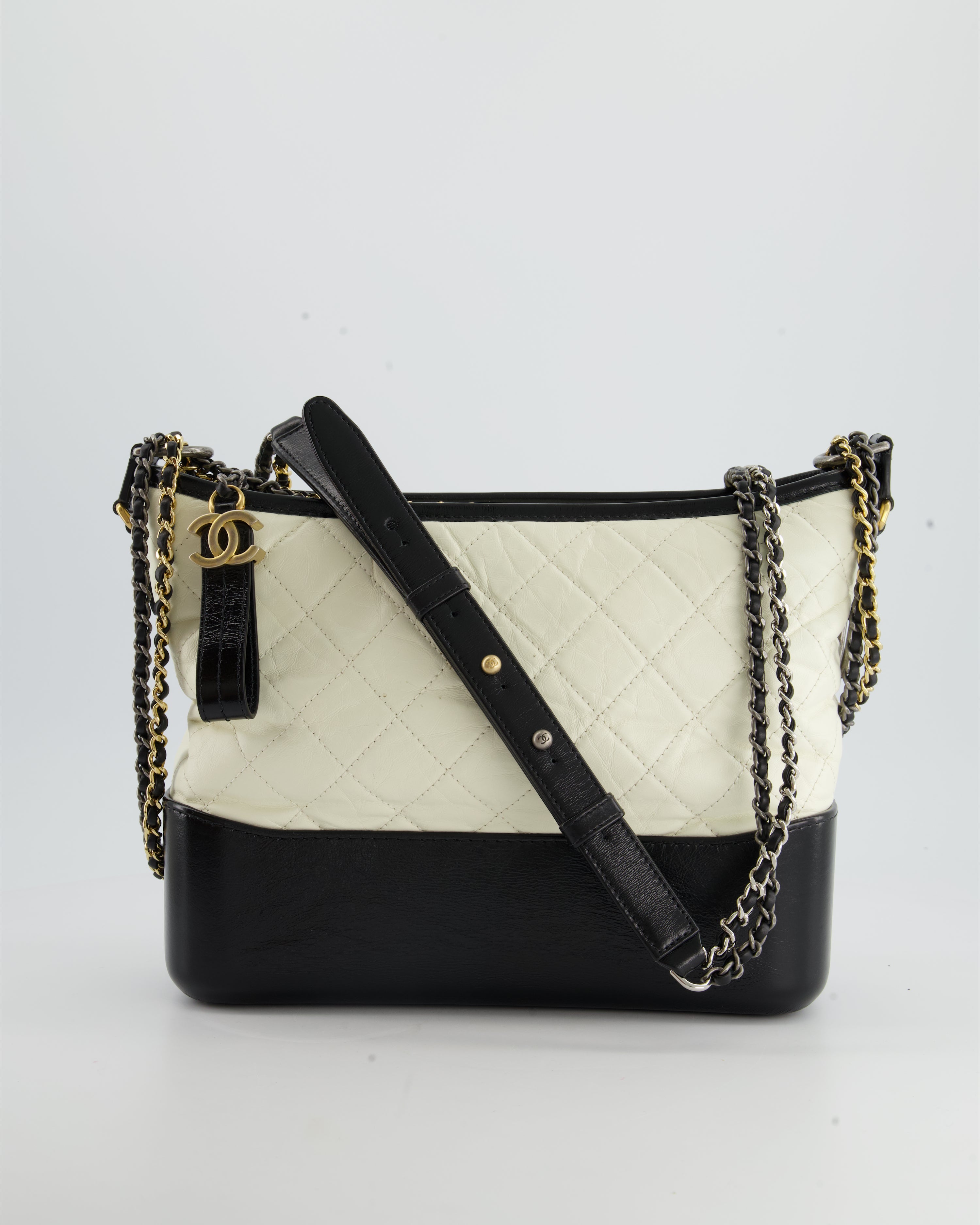 Chanel 28cm Black Quilted Patent Leather  CC Turn Lock Shoulder Flap Bag
