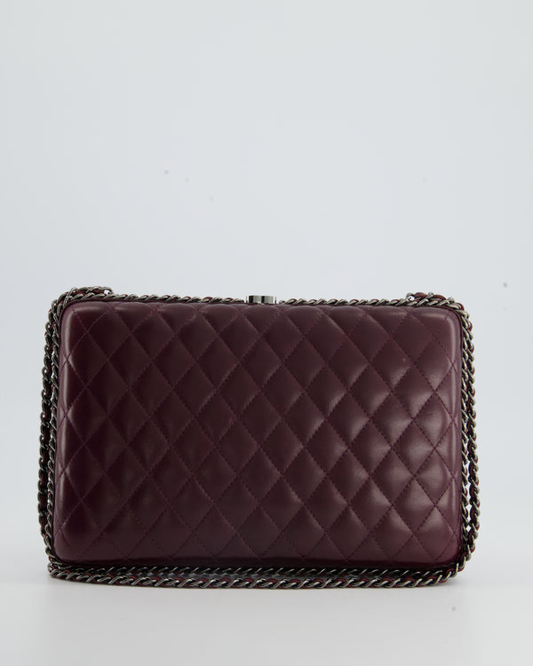 Chanel Burgundy Clutch On Chain Bag with Chain Details and Gunmetal Hardware