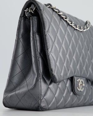 *FIRE PRICE* Chanel Silver Metallic Classic Maxi Double Flap Bag
