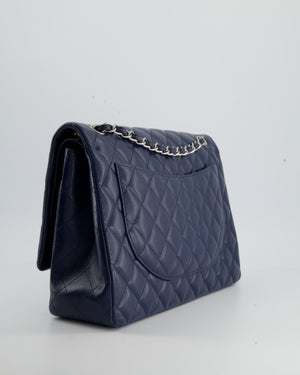 *FIRE PRICE* Chanel Navy Classic Maxi Double Flap Bag in Caviar Leather and Silver Hardware RRP £9,760