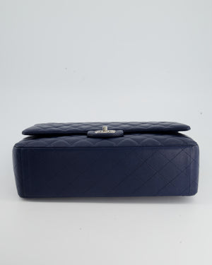 *FIRE PRICE* Chanel Navy Classic Maxi Double Flap Bag in Caviar Leather and Silver Hardware RRP £9,760