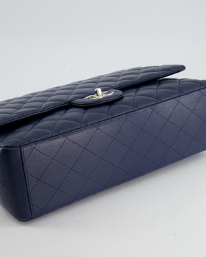 *FIRE PRICE* Chanel Navy Classic Maxi Double Flap Bag in Caviar Leather and Silver Hardware RRP £9,760