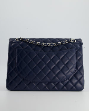 *FIRE PRICE* Chanel Navy Classic Maxi Double Flap Bag in Caviar Leather and Silver Hardware RRP £9,760