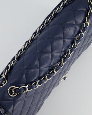 *FIRE PRICE* Chanel Navy Classic Maxi Double Flap Bag in Caviar Leather and Silver Hardware RRP £9,760