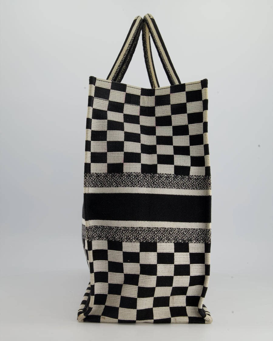 Christian Dior Large Black and White Chequered Book Tote Bag RRP £2,550