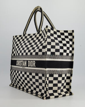 Christian Dior Large Black and White Chequered Book Tote Bag RRP £2,550