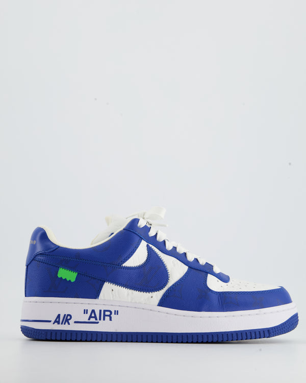*HOT* Louis Vuitton x Nike "Air Force 1" by Virgil Abloh White Blue Trainers Size EU 39