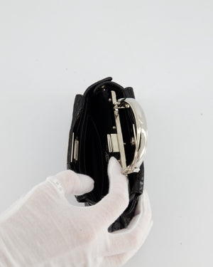 Fendi Black Exotic Micro Mini Peekaboo Bag with Silver Hardware