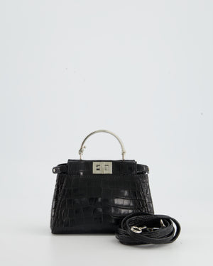 Fendi Black Exotic Micro Mini Peekaboo Bag with Silver Hardware