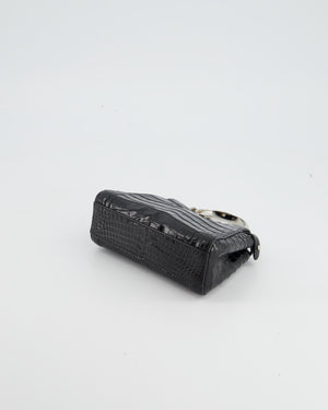 Fendi Black Exotic Micro Mini Peekaboo Bag with Silver Hardware