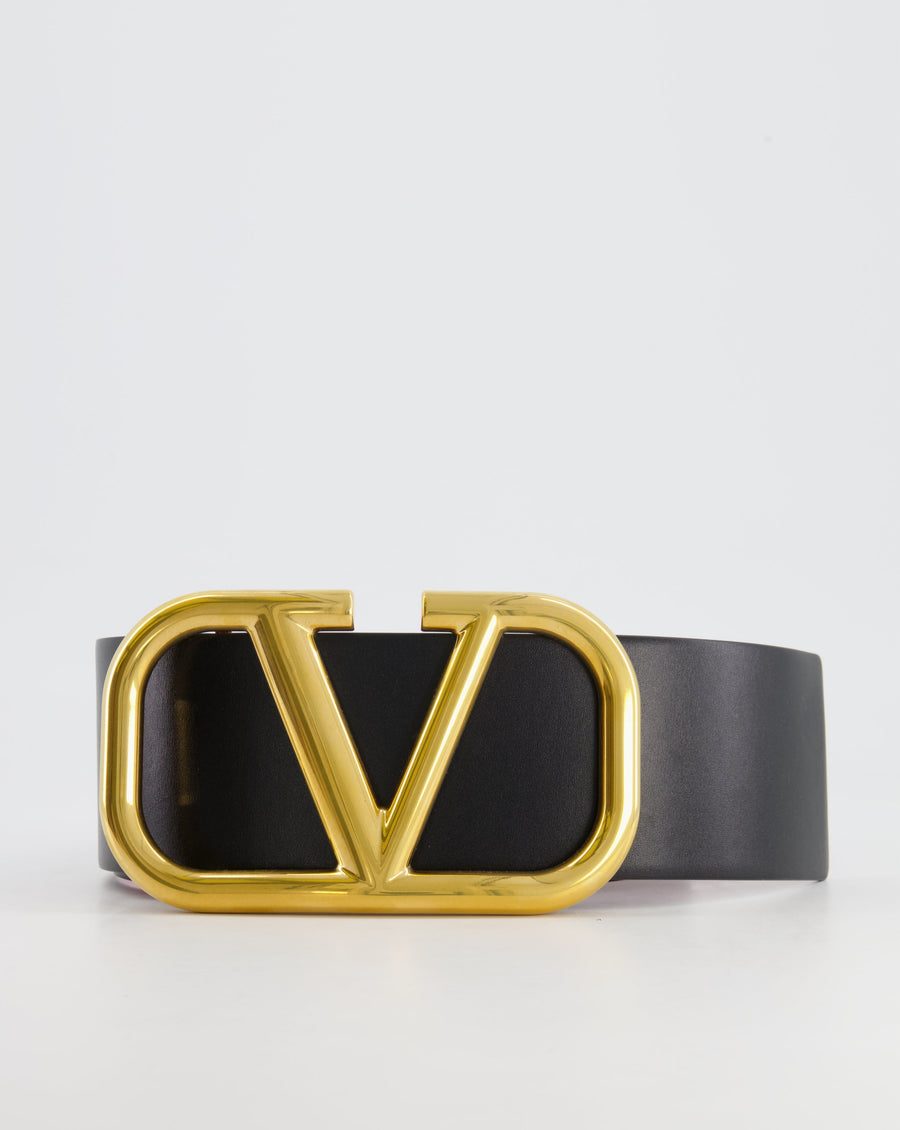 Valentino Black and Red Reversible Large Belt with VLogo Gold Buckle S –  Sellier