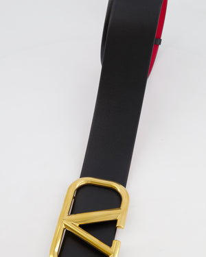 Valentino Black and Red Reversible Large Belt with VLogo Gold Buckle Size 70cm RRP £730