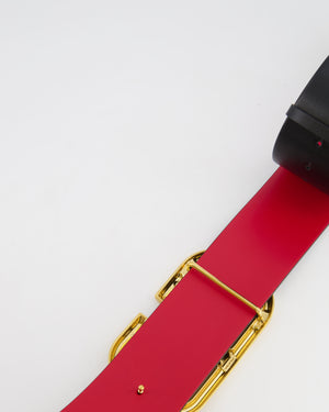 Valentino Black and Red Reversible Large Belt with VLogo Gold Buckle Size 70cm RRP £730
