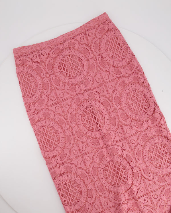 Burberry Pink Lace Pencil Skirt Size UK 6