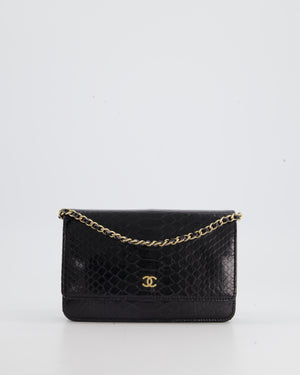Chanel Black Python Wallet on Chain Bag with Brushed Gold Hardware
