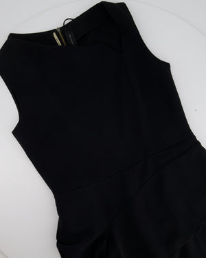 Roland Mouret Black Wool Jumpsuit with Ruffle Draped Detail Size UK 12