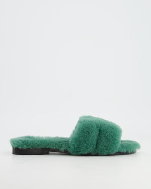 *RARE* Hermès Vert Anglais Shearling Oran Sandals Size EU 37.5