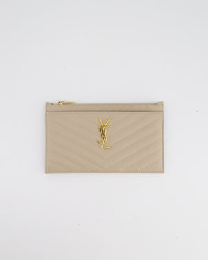 Saint Laurent Beige Cassandre Wallet with Gold Hardware